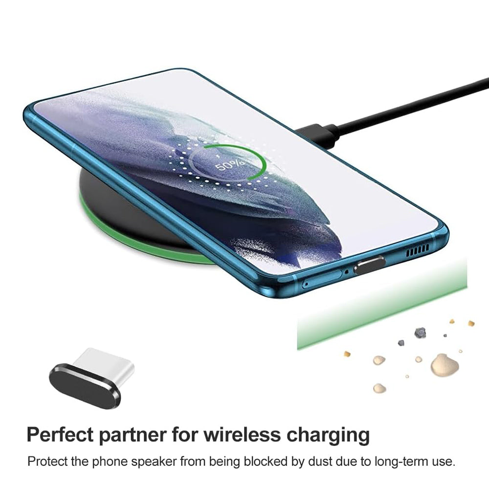 Čep protiv prašine za telefonski port Techsuit AD1, USB-C, set od 4 komada, crni