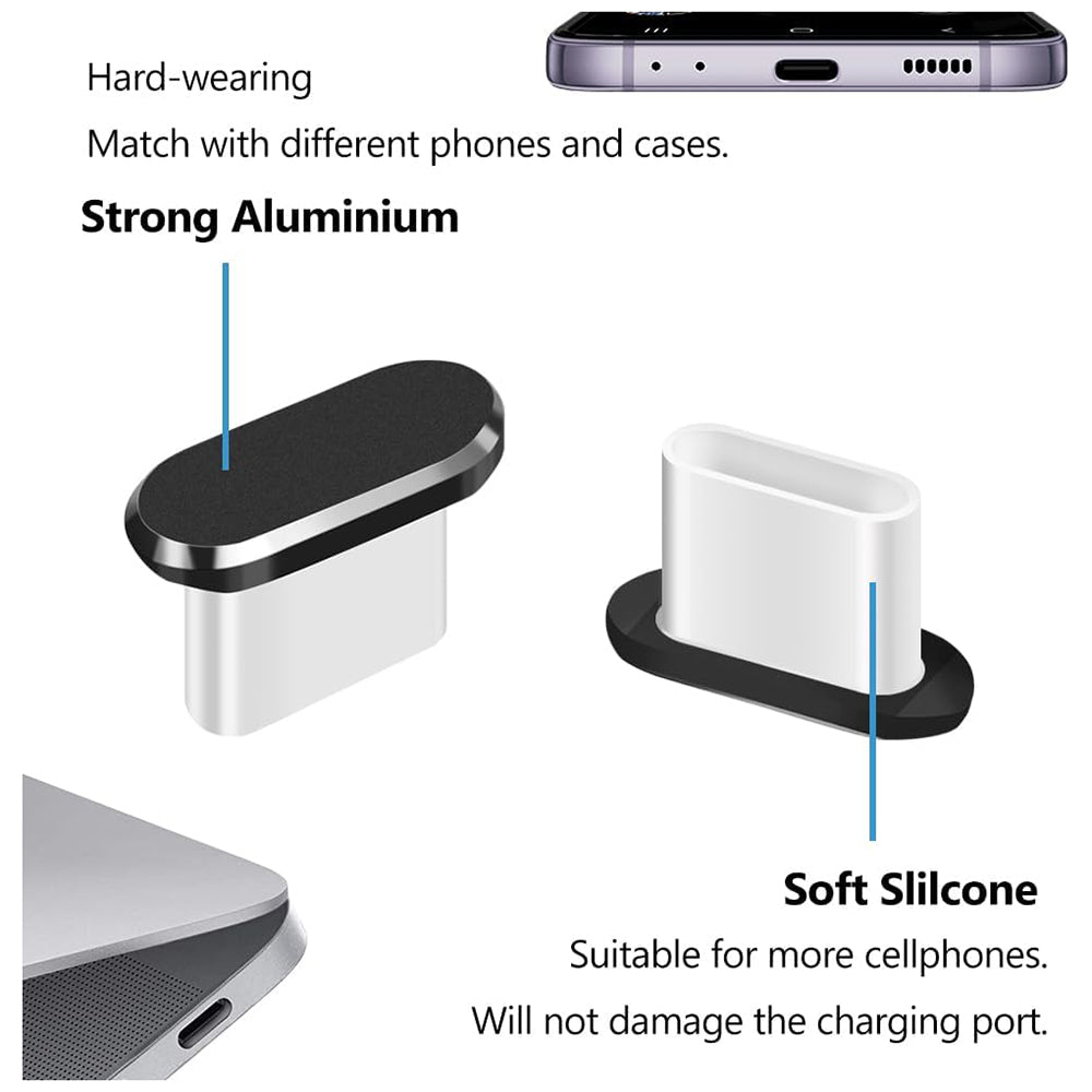 Čep protiv prašine za telefonski port Techsuit AD1, USB-C, set od 4 komada, crni