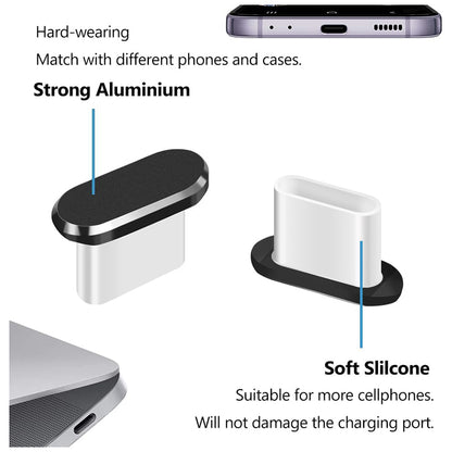 Čep protiv prašine za telefonski port Techsuit AD1, USB-C, set od 4 komada, crni