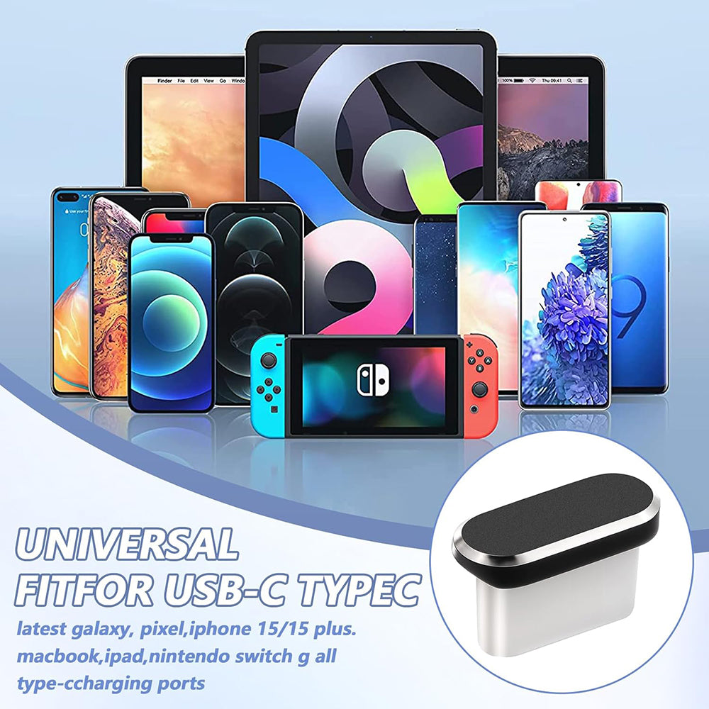 Čep protiv prašine za telefonski port Techsuit AD1, USB-C, set od 4 komada, crni