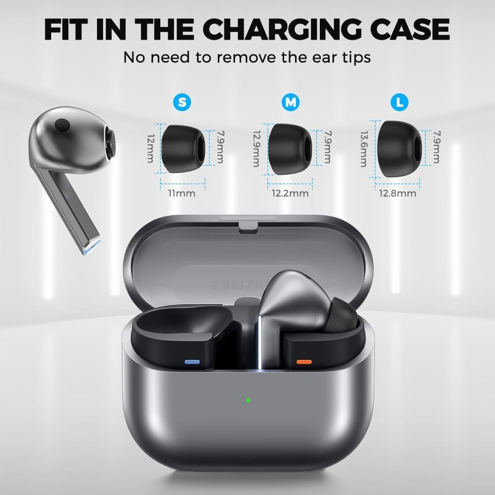 Čepovi Tech-Protect za Samsung Galaxy Buds3 FE / Buds3 Pro / Buds3, Veličina S / M / L, Crni