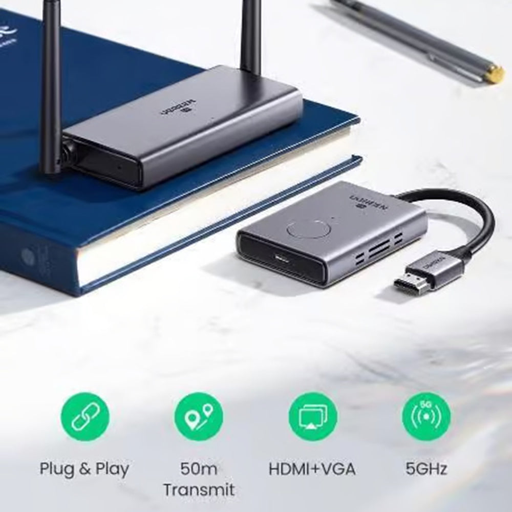 Wireless HDMI Extender UGREEN CM506, 1080P, Sivi