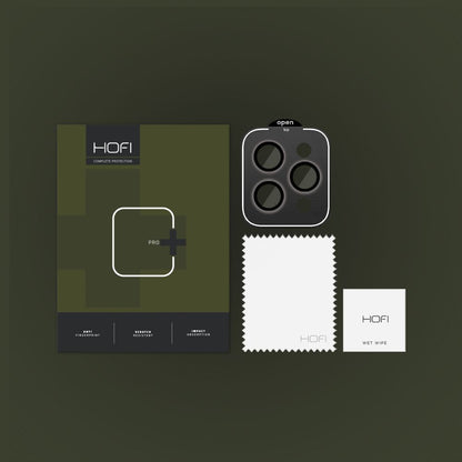 Zaštitna folija za stražnju kameru HOFI CamRing PRO+ za Apple iPhone 15 Pro Max / 15 Pro, Kaljeno staklo, Crna