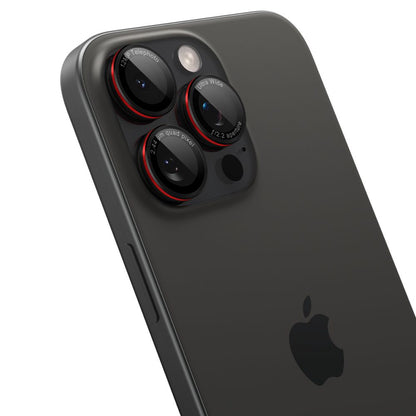 Zaštitna folija za stražnju kameru Spigen EZ FIT za Apple iPhone 16 Pro Max / 16 Pro / 15 Pro Max, Kaljeno staklo, Set od 2 komada, Crna AGL05217