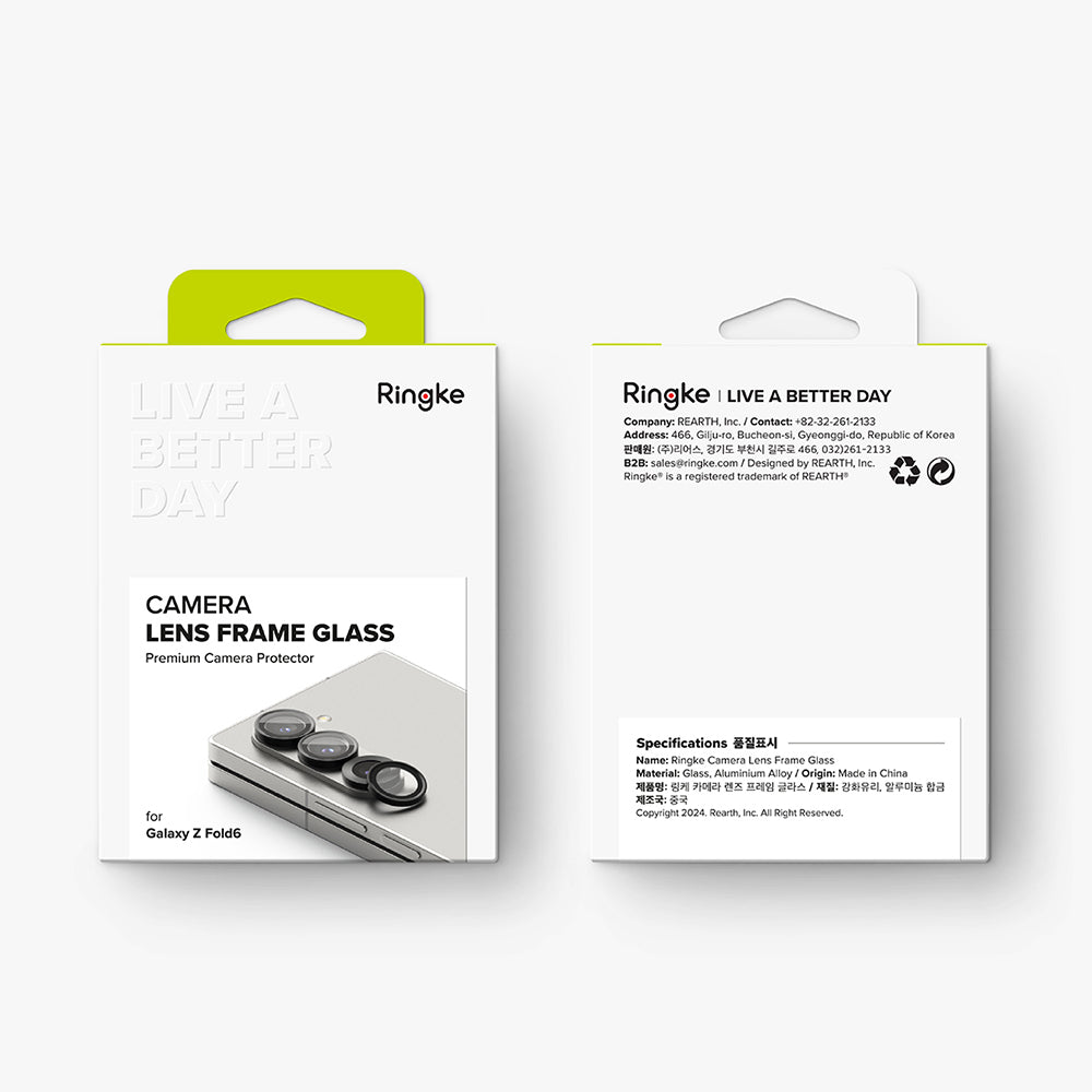 Zaštitna folija za stražnju kameru Ringke za Samsung Galaxy Z Fold6 F956, Kaljeno staklo, Set od 2 komada, Crna