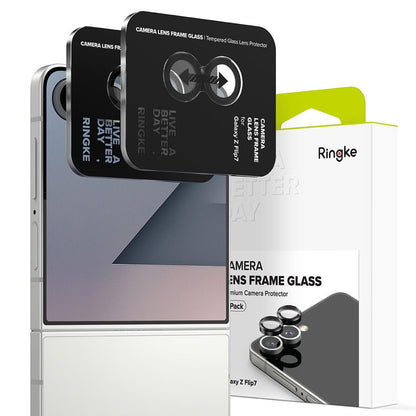 Zaštitna folija za stražnju kameru Ringke za Samsung Galaxy Z Flip7 F766, Kaljeno staklo, Set od 2 komada, Crna