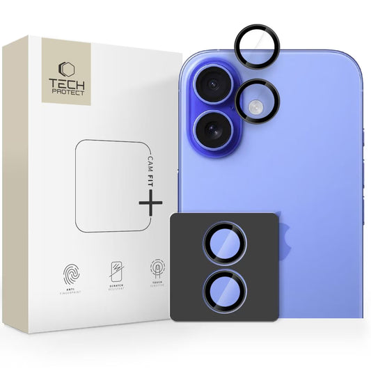 Zaštitna folija za stražnju kameru Tech-Protect CamRing Fit+ za Apple iPhone 17, Kaljeno staklo, Crna