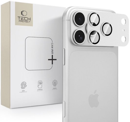 Stražnja zaštitna folija za kameru Tech-Protect CamFull Fit+ za Apple iPhone 18 Pro, kaljeno staklo, srebrna