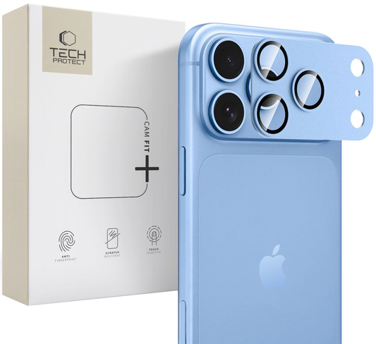 Zaštitno staklo za stražnju kameru Tech-Protect CamFull Fit+ za Apple iPhone 18 Pro Max, kaljeno staklo, plava boja