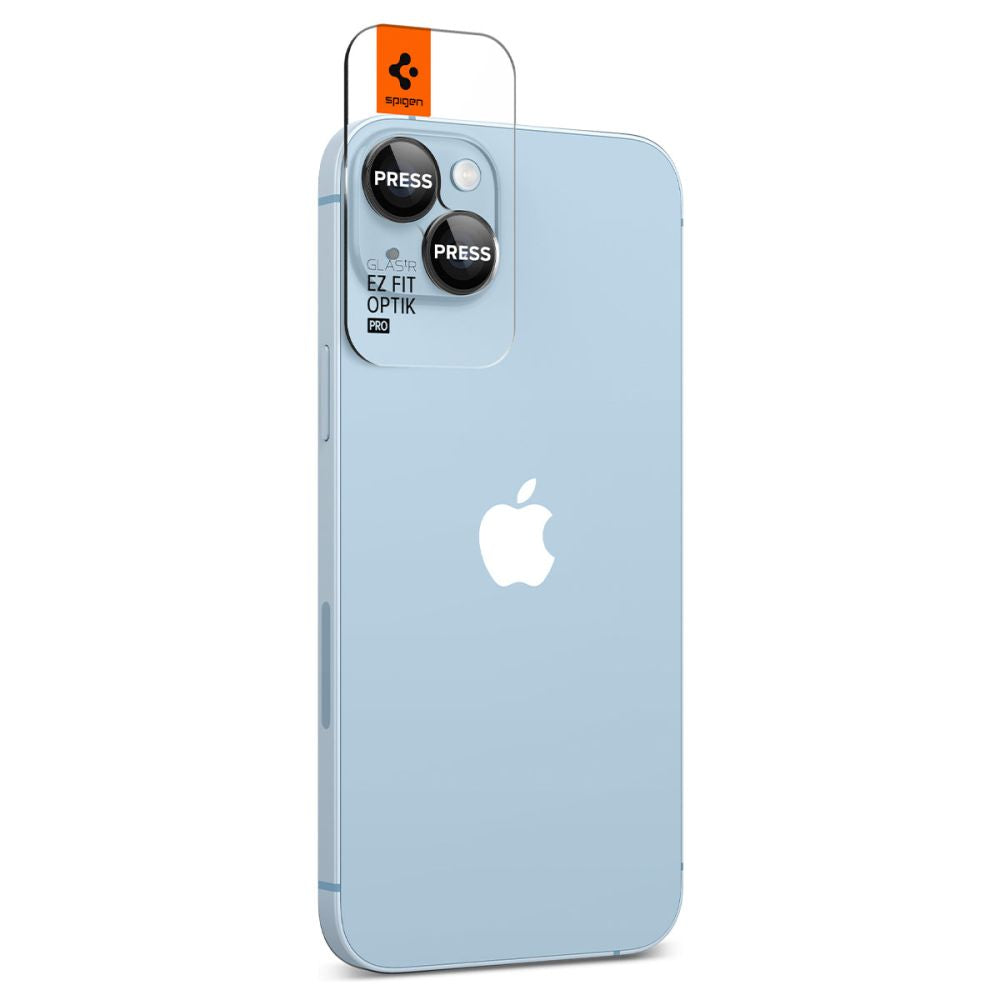Zaštitna folija za stražnju kameru Spigen GlastR EZ FIT Optik Pro za Apple iPhone 15 Plus / 15, Kaljeno staklo, Set od 2 komada, Crna AGL05213
