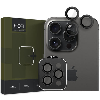 Zaštitna folija za stražnju kameru HOFI CamRing PRO+ za Apple iPhone 15 Pro Max / 15 Pro, Kaljeno staklo, Crna