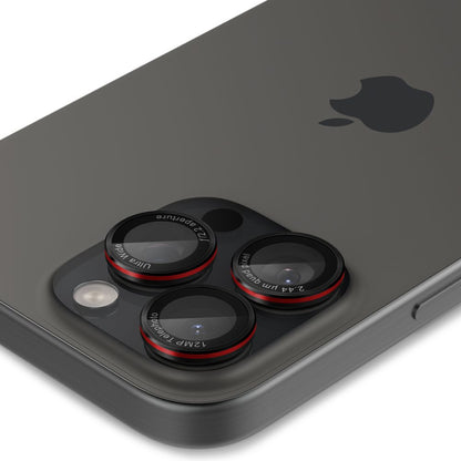 Zaštitna folija za stražnju kameru Spigen EZ FIT za Apple iPhone 16 Pro Max / 16 Pro / 15 Pro Max, Kaljeno staklo, Set od 2 komada, Crna AGL05217