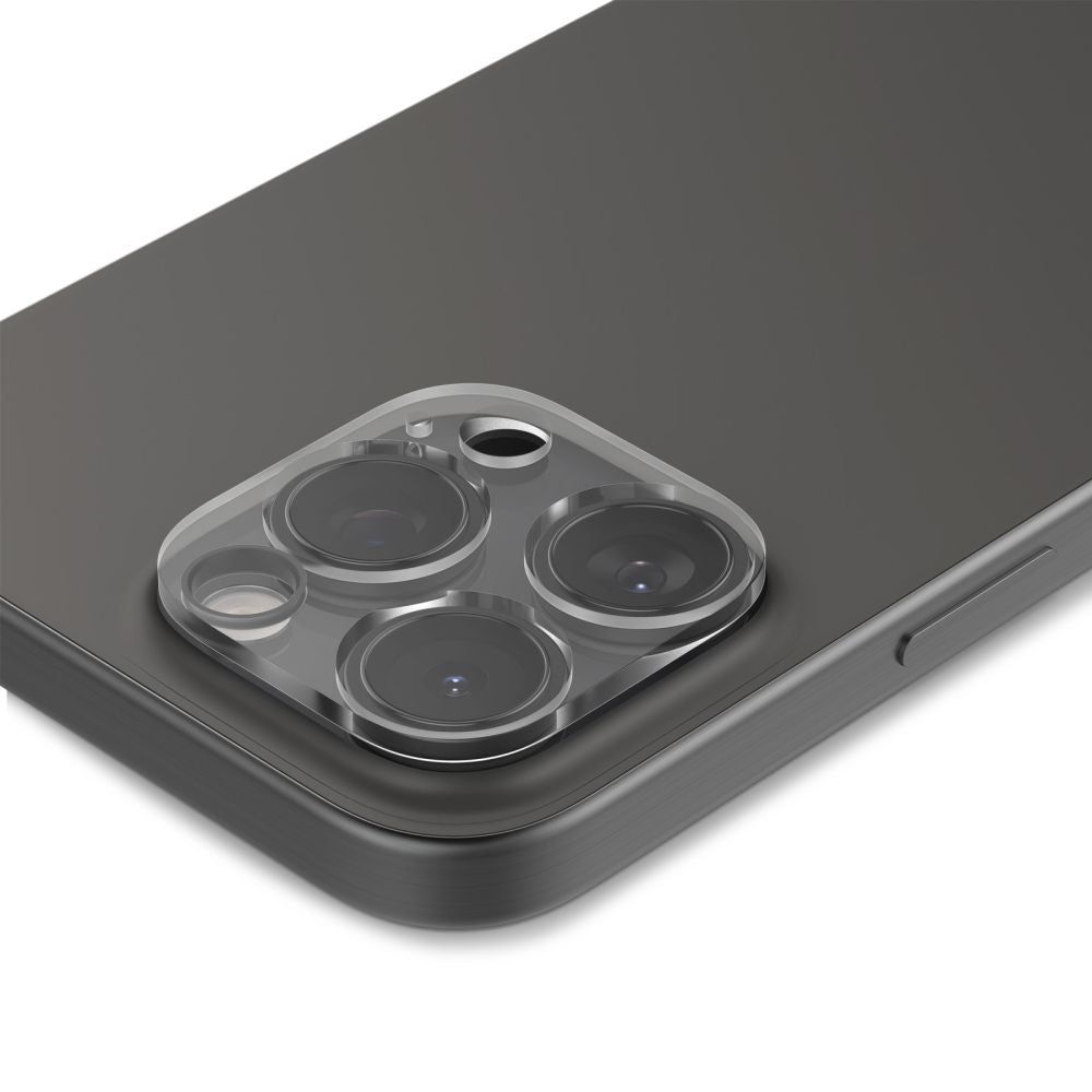 Zaštitna folija za stražnju kameru Spigen Optik za Apple iPhone 15 Pro Max / 15 Pro, Kaljeno staklo, Pun ljepilo, Set od 2 komada, Prozirna