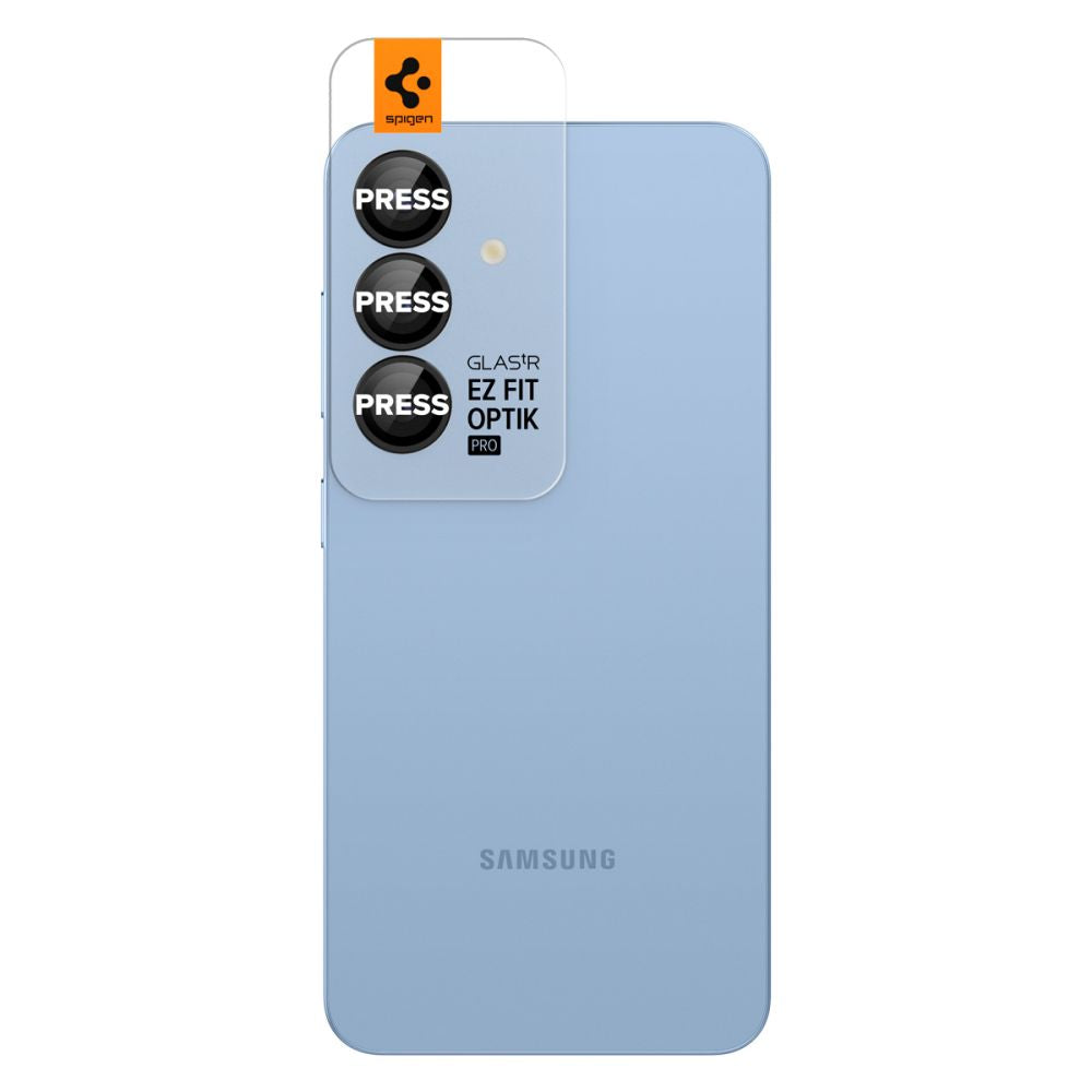 Zaštitna folija za stražnju kameru Spigen GlastR EZ FIT Optik Pro HD za Samsung Galaxy S25 S931, Kaljeno staklo, Set od 2 komada, Crna AGL09092