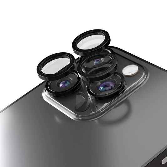 Zaštitna folija za stražnju kameru Etteri za Apple iPhone 16 Pro Max / 16 Pro, Kaljeno staklo, Crna