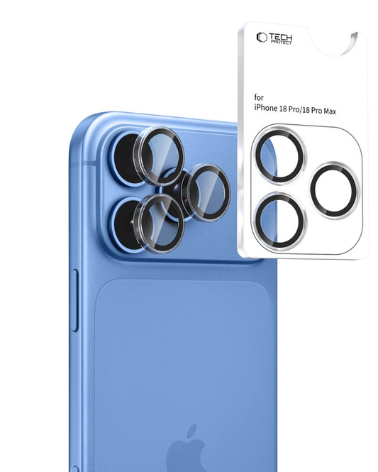 Stražnja zaštitna folija za kameru Tech-Protect CamRing Fit+ za Apple iPhone 18 Pro / 18 Pro Max, Kaljeno staklo, Prozirna