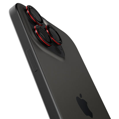 Zaštitna folija za stražnju kameru Spigen EZ FIT za Apple iPhone 16 Pro Max / 16 Pro / 15 Pro Max, Kaljeno staklo, Set od 2 komada, Crna AGL05217