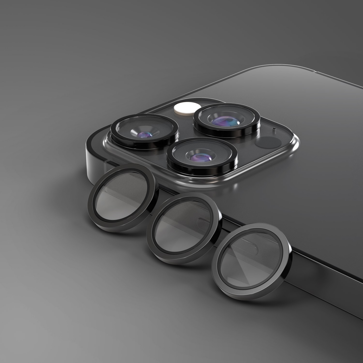 Zaštitna folija za stražnju kameru Etteri za Apple iPhone 16 Pro Max / 16 Pro, Kaljeno staklo, Crna