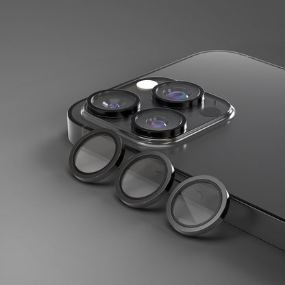 Zaštitna folija za stražnju kameru Etteri za Apple iPhone 16 Pro Max / 16 Pro, Kaljeno staklo, Crna