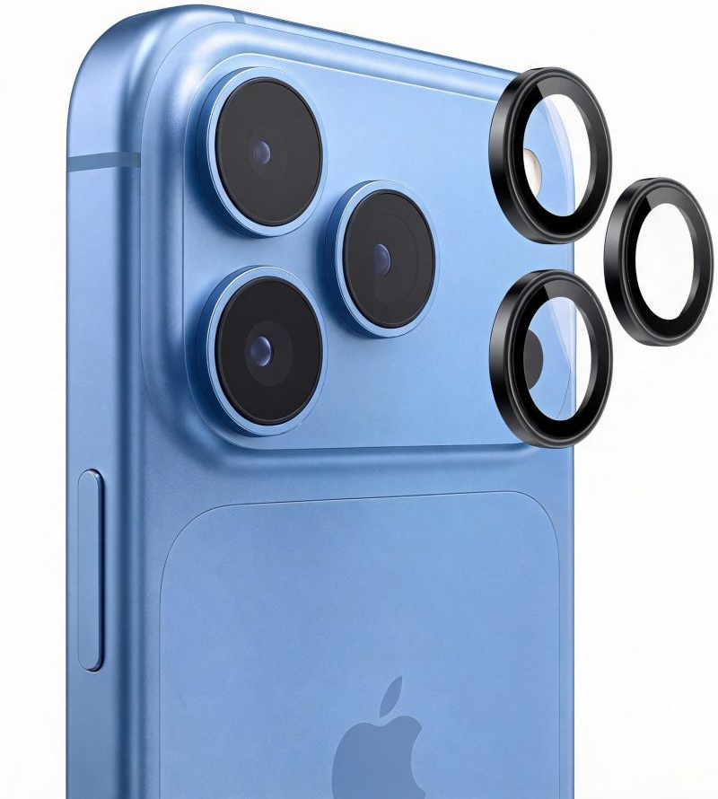Stražnja zaštitna folija za kameru Tech-Protect CamRing Fit+ za Apple iPhone 18 Pro / 18 Pro Max, Kaljeno staklo, Crna