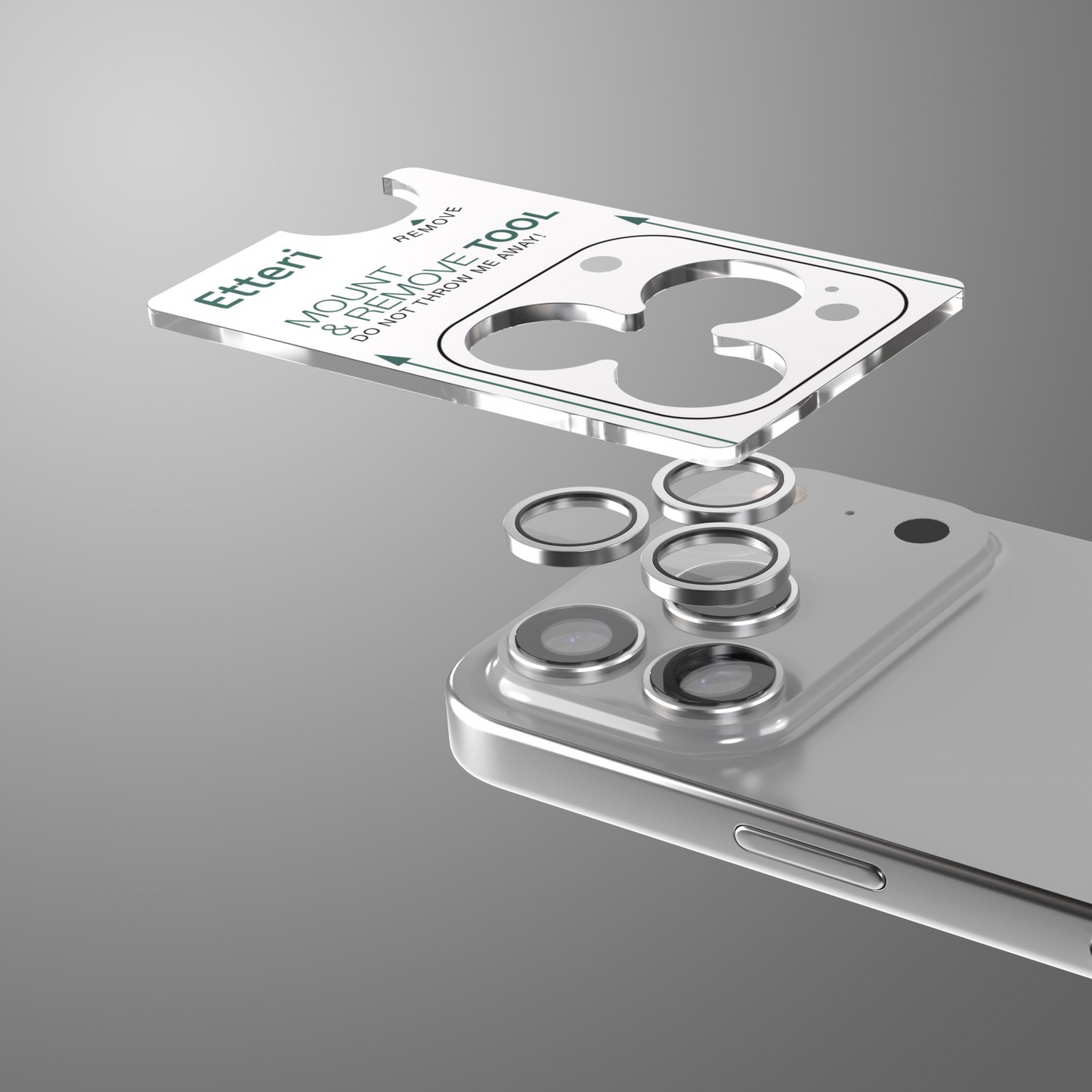 Zaštitna folija za stražnju kameru Etteri za Apple iPhone 17 Pro Max / 17 Pro, Kaljeno staklo, Siva