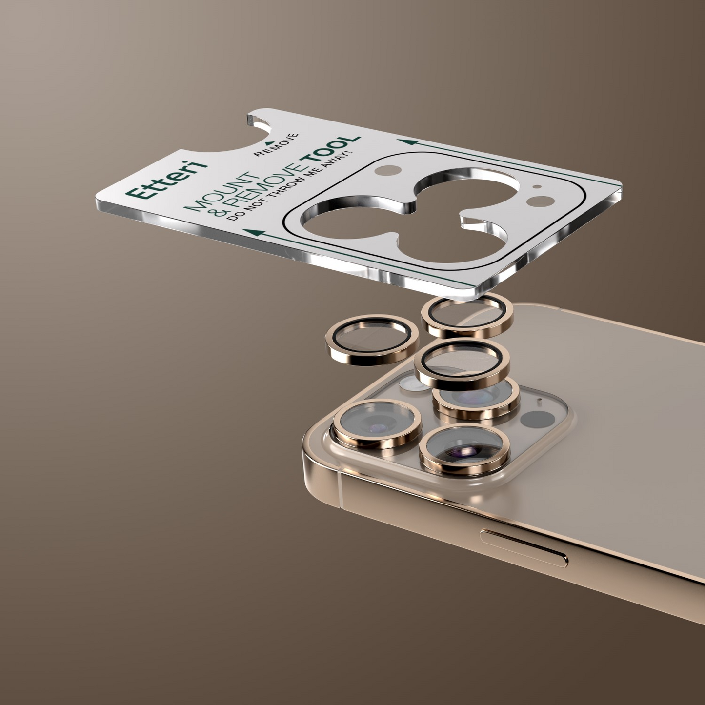 Zaštitna folija za stražnju kameru Etteri za Apple iPhone 16 Pro Max / 16 Pro, Kaljeno staklo, Bronca