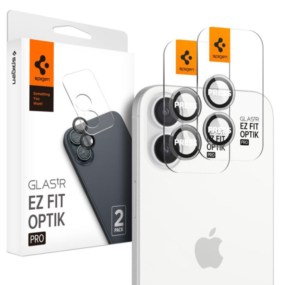 Zaštitna folija za stražnju kameru Spigen EZ FIT za Apple iPhone 16 Plus / 16, Kaljeno staklo, Set od 2 komada, Prozirna AGL07921