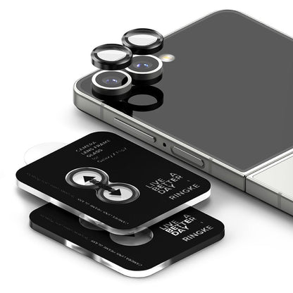 Zaštitna folija za stražnju kameru Ringke za Samsung Galaxy Z Flip7 F766, Kaljeno staklo, Set od 2 komada, Crna