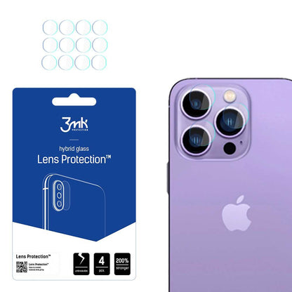 Zaštitna folija za stražnju kameru 3MK Protection za Apple iPhone 14 Pro Max / 14 Pro, fleksibilno staklo, set od 4 komada, prozirna