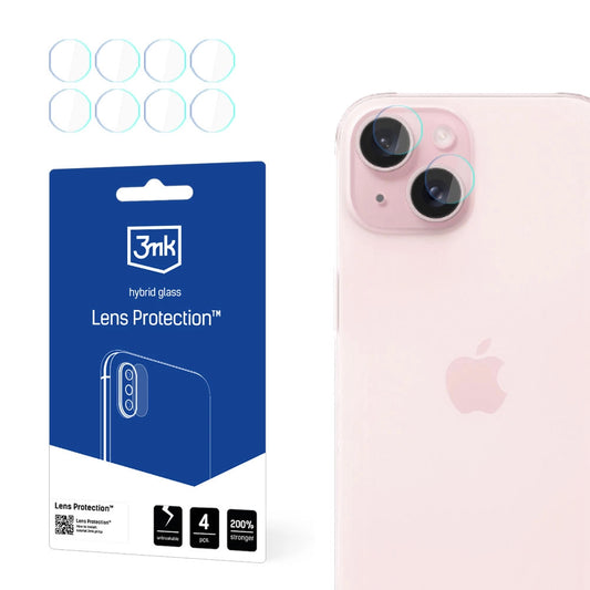 Zaštitna folija za stražnju kameru 3MK Protection za Apple iPhone 15, fleksibilno staklo, set od 4 komada, prozirna
