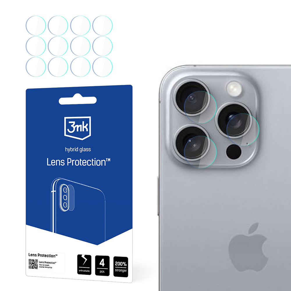 Zaštitna folija za stražnju kameru 3MK Protection za Apple iPhone 16 Pro, fleksibilno staklo, set od 4 komada, prozirna