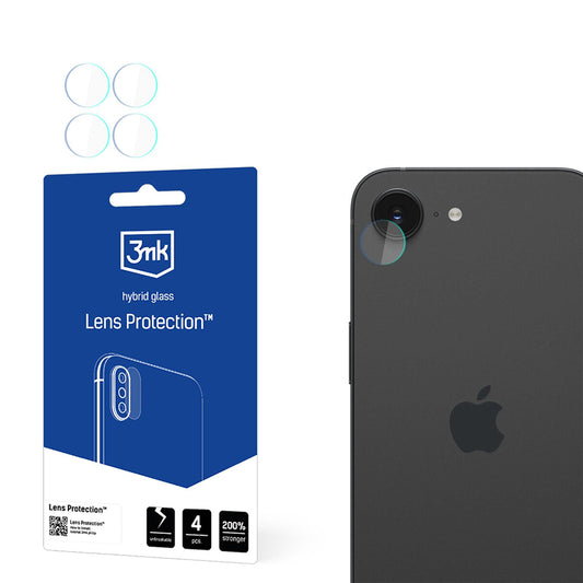 Zaštitna folija za stražnju kameru 3MK Protection za Apple iPhone 17e / 16e, Fleksibilno staklo, Set od 4 komada, Prozirna