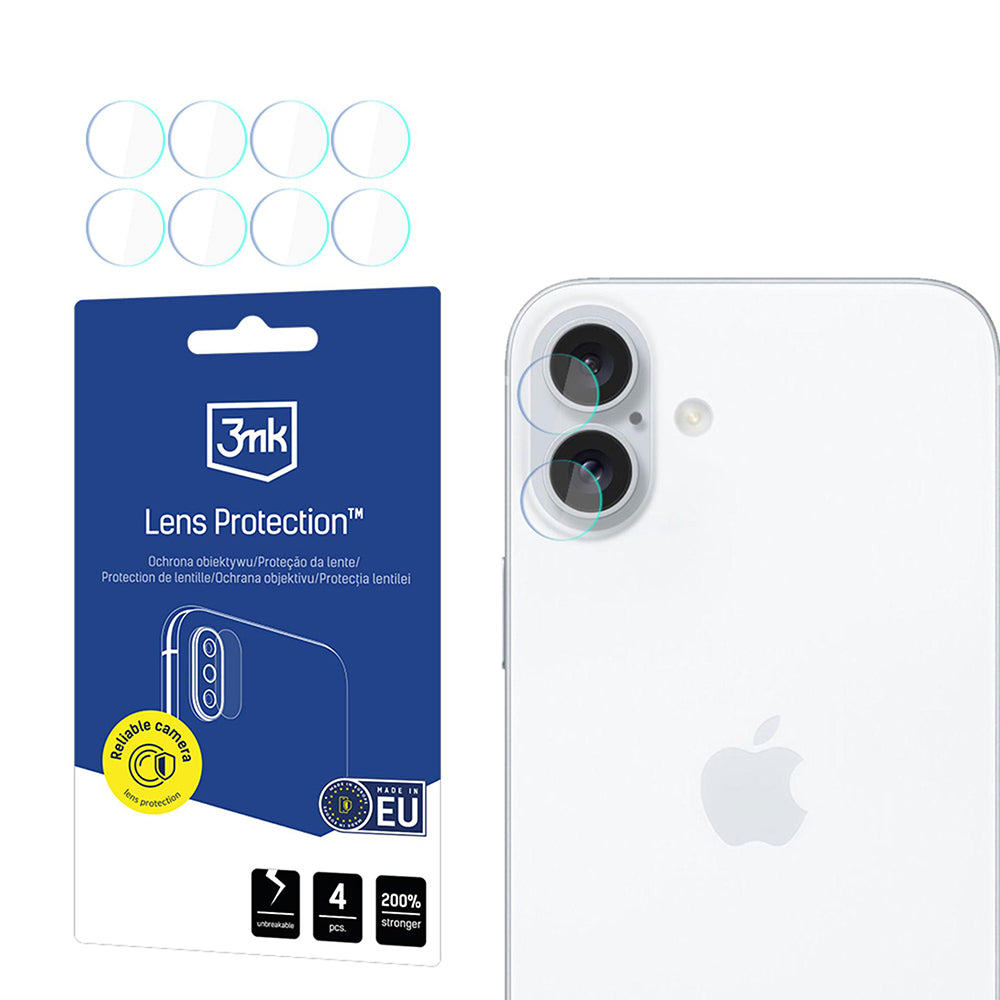 Zaštitna folija za stražnju kameru 3MK Protection za Apple iPhone 17, Kaljeno staklo, Set od 4 komada, Prozirna