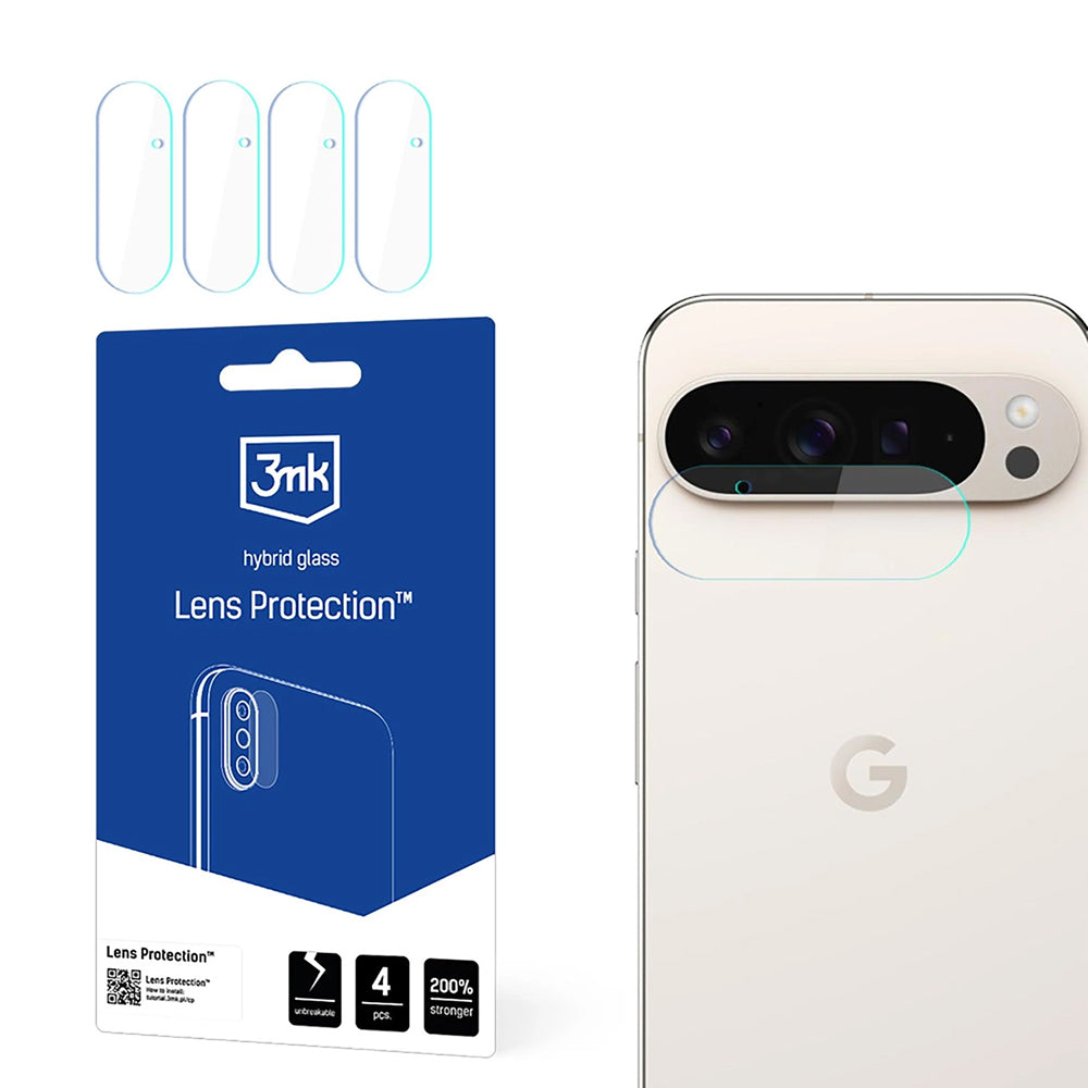 Zaštitna folija za stražnju kameru 3MK Protection za Google Pixel 9 Pro XL, fleksibilno staklo, set od 4 komada, prozirna