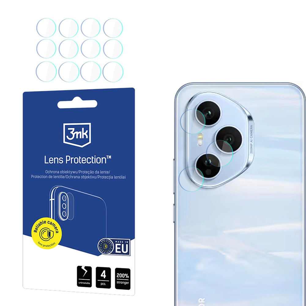 Zaštitna folija za stražnju kameru 3MK Protection za Honor 400 Pro, fleksibilno staklo, set od 4 komada, prozirna