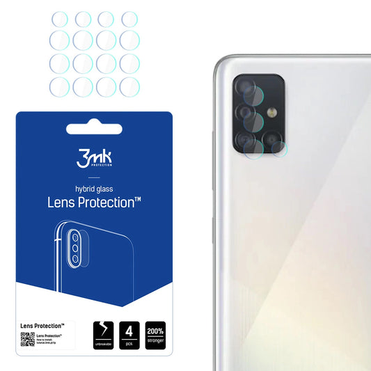 Zaštitna folija za stražnju kameru 3MK Protection za Samsung Galaxy A52s 5G A528 / A52 5G A526, Fleksibilno staklo, Set od 4 komada, Prozirna