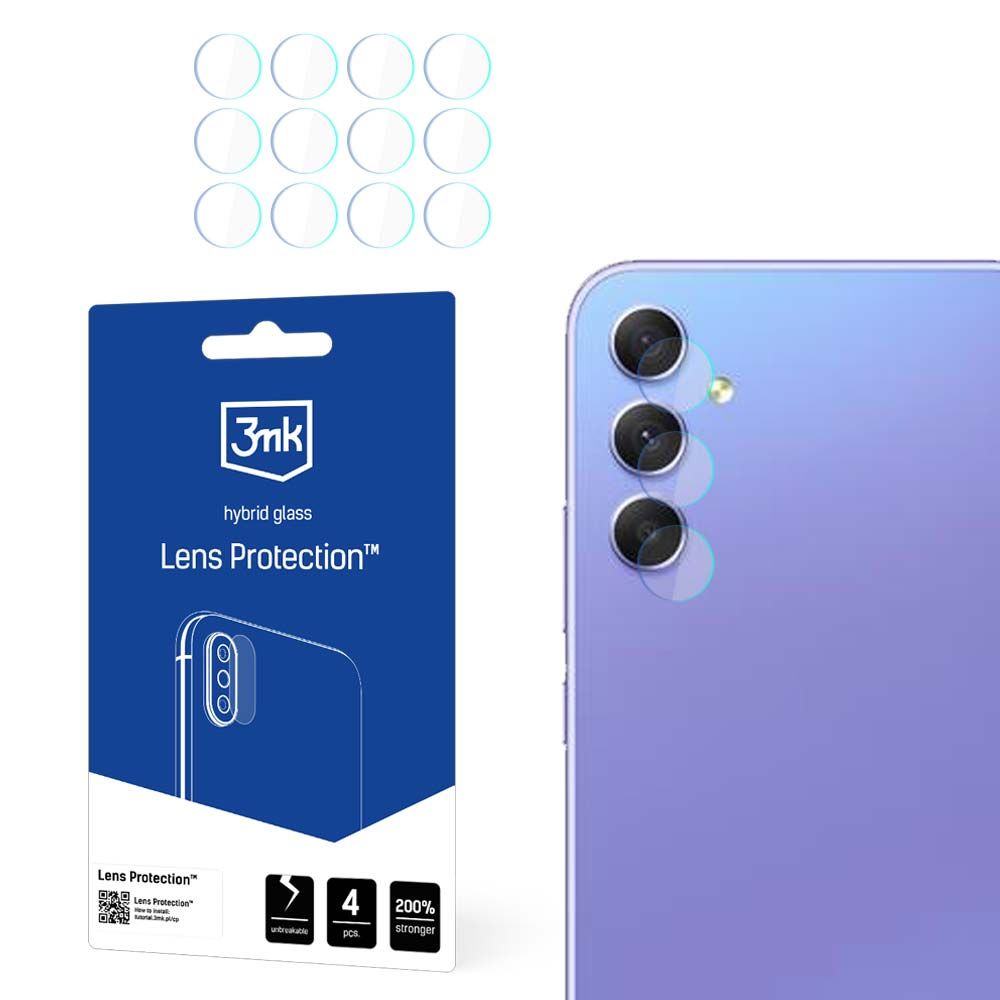 Zaštitna folija za stražnju kameru 3MK Protection za Samsung Galaxy A55 5G A556 / A35 5G A356, Fleksibilno staklo, Set od 4 komada, Prozirna
