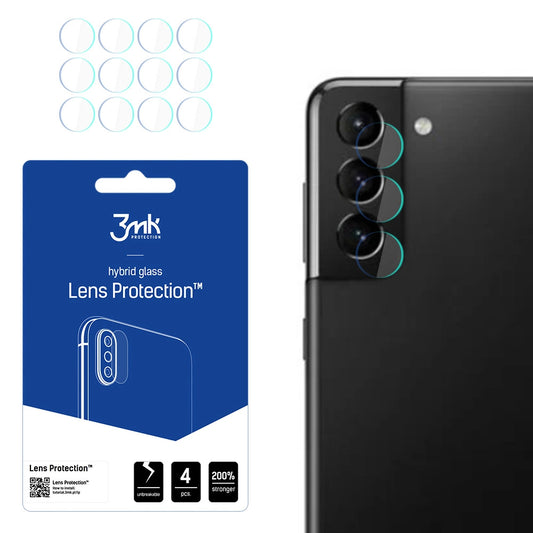 Zaštitna folija za stražnju kameru 3MK Protection za Samsung Galaxy S21 5G G991, fleksibilno staklo, set od 4 komada, prozirna