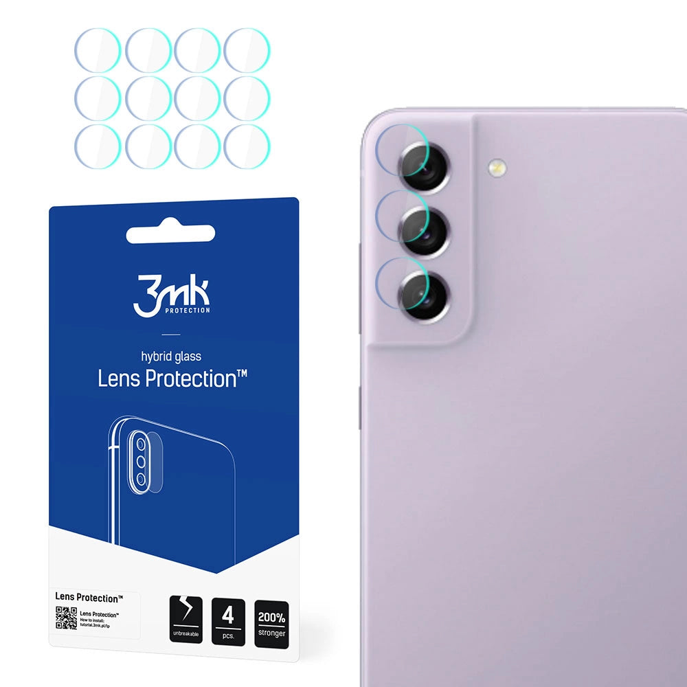 Zaštitna folija za stražnju kameru 3MK Protection za Samsung Galaxy S21 FE 5G G990, Fleksibilno staklo, Set od 4 komada, Prozirna