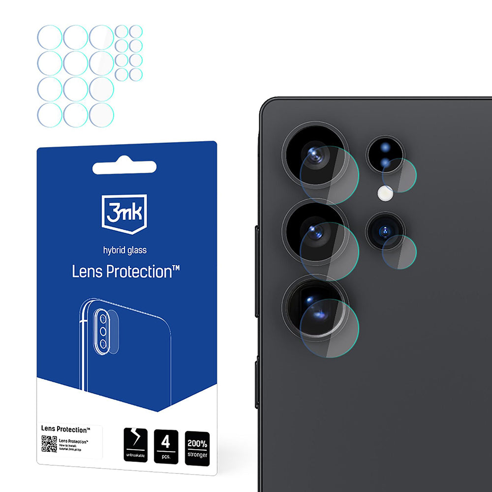 Zaštitna folija za stražnju kameru 3MK Protection za Samsung Galaxy S25 Ultra S938, fleksibilno staklo, set od 4 komada, prozirna