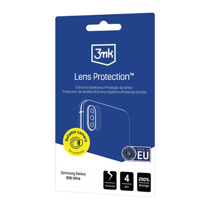 Zaštitna folija za stražnju kameru 3MK Protection za Samsung Galaxy S26 Ultra S948, Kaljeno staklo, Set od 4 komada, Prozirna