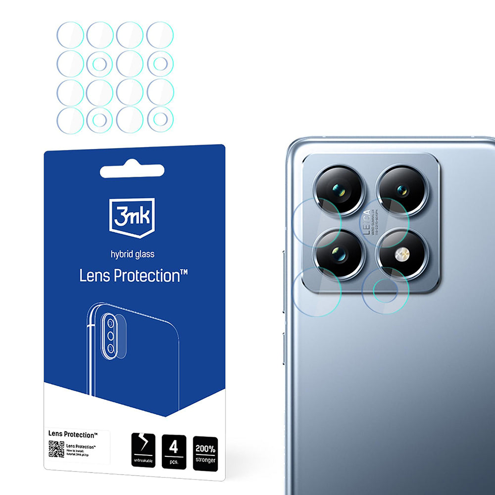 Zaštitna folija za stražnju kameru 3MK Protection za Xiaomi 14T Pro / 14T, Fleksibilno staklo, Set od 4 komada, Prozirna