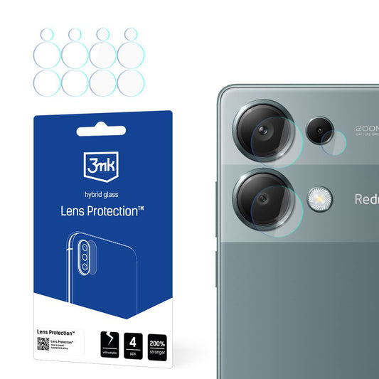 Zaštitna folija za stražnju kameru 3MK Protection za Xiaomi Redmi Note 13 Pro 4G, fleksibilno staklo, set od 4 komada, prozirna