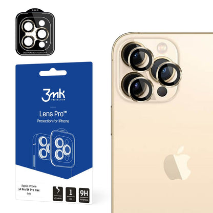 Zaštitna folija za stražnju kameru 3MK Protection Pro za Apple iPhone 14 Pro Max / 14 Pro, Kaljeno staklo, Zlatna