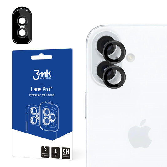 Zaštitna folija za stražnju kameru 3MK Protection Pro za Apple iPhone 16 Plus / 16, Kaljeno staklo, Crna