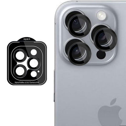Zaštitna folija za stražnju kameru 3MK Protection Pro za Apple iPhone 16 Pro Max / 16 Pro, Kaljeno staklo, Crna