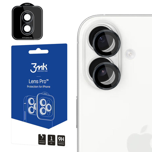 Zaštitna folija za stražnju kameru 3MK Protection Pro za Apple iPhone 17, Kaljeno staklo, Crna