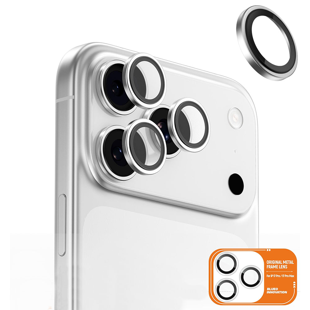Zaštitna folija za stražnju kameru Blueo Metal Frame za Apple iPhone 17 Pro Max / 17 Pro, Kaljeno staklo, Srebrna