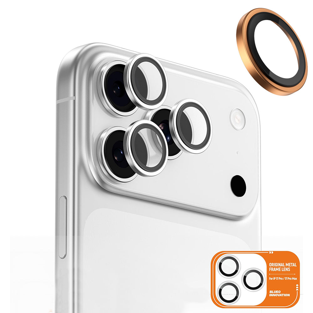Zaštitna folija za stražnju kameru Blueo Metal Frame za Apple iPhone 17 Pro Max / 17 Pro, Kaljeno staklo, Narančasta