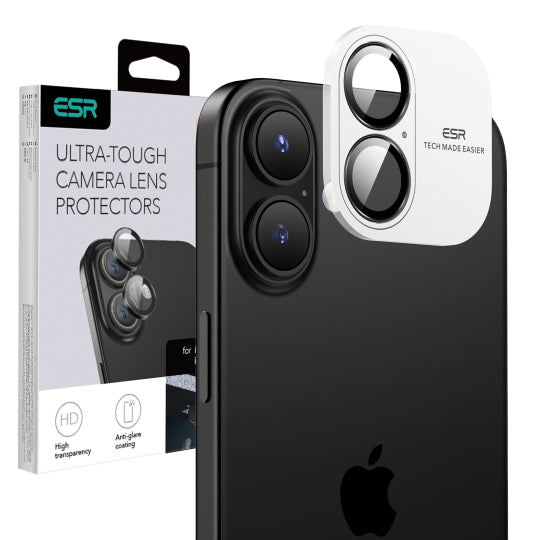 Zaštitna folija za stražnju kameru ESR Armorite za Apple iPhone 17 / 16 Plus / 16, Kaljeno staklo, Crna